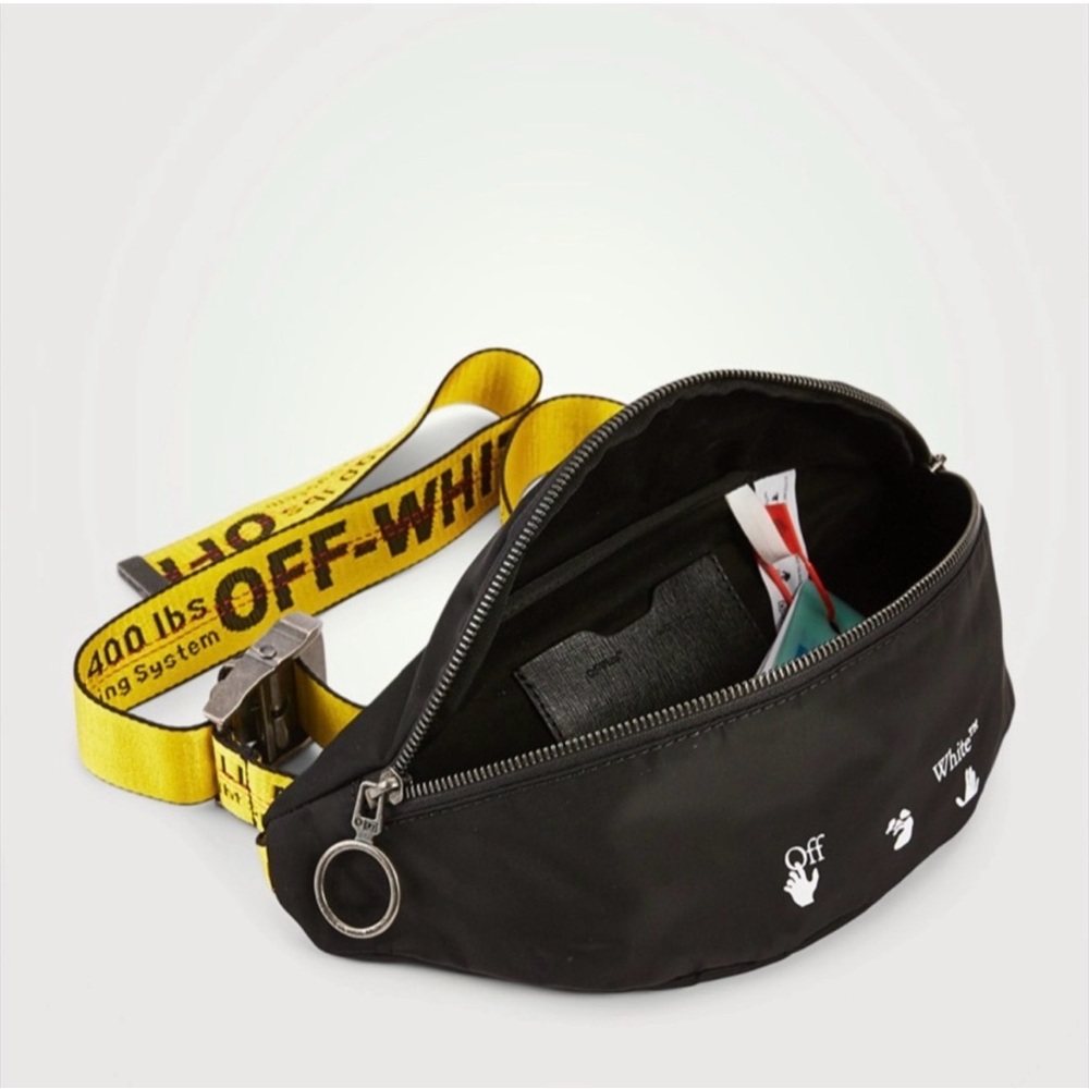 Off-White Black Bag with Yellow Strap